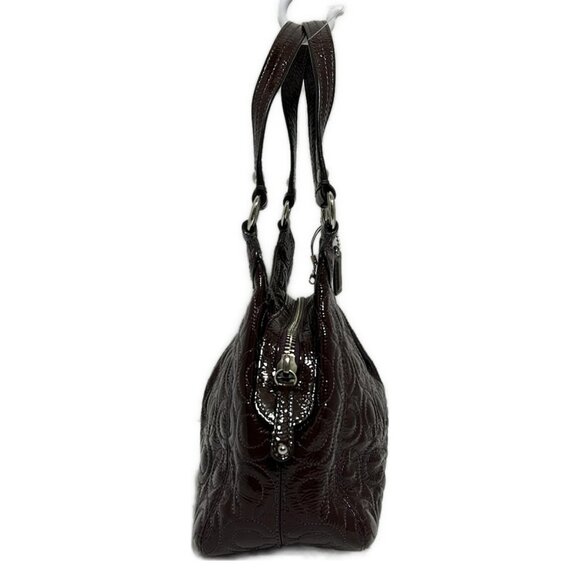 Auth COACH Gramercy Embossed Pouch 42966 Dark Brown Patent Leather - Handbag - Picture 4 of 9